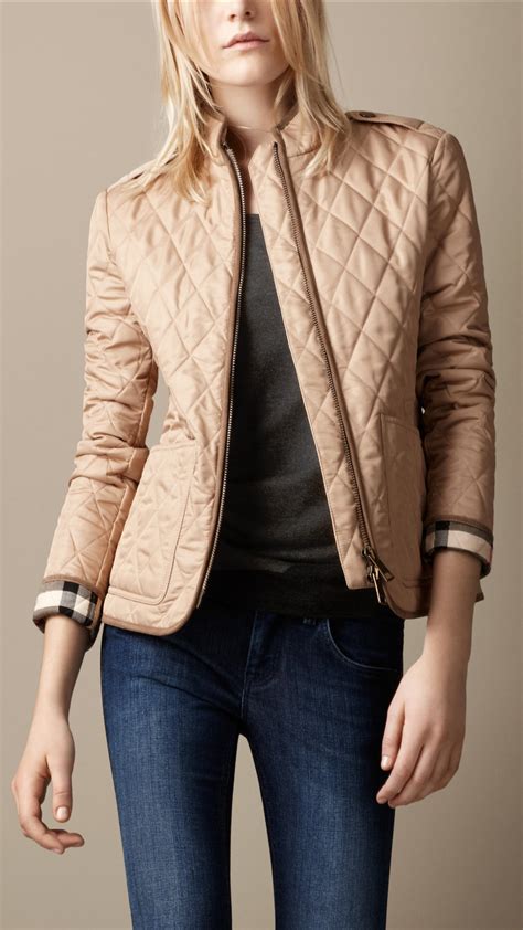 Burberry Diamond Quilted Jacket in Natural 